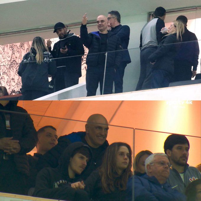 Horas após sanções, Moraes vai ao estádio ver o Corinthians e faz gesto obsceno