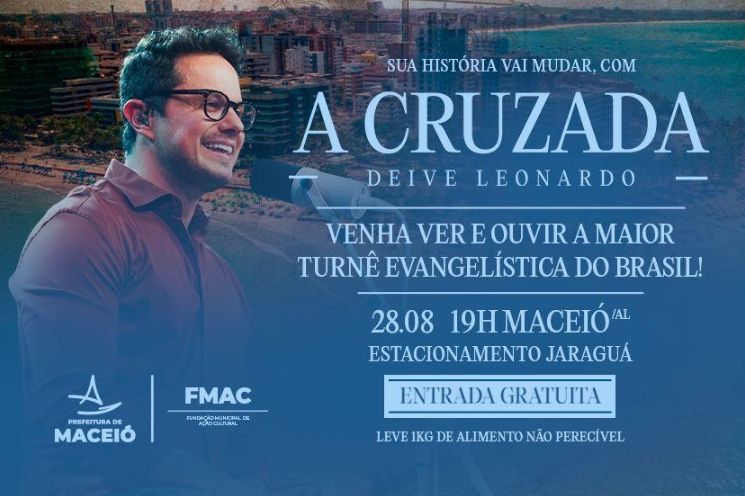 Maceió recebe show gratuito de Deive Leonardo na quinta (28)
