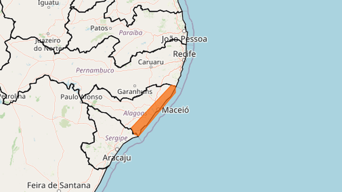 Inmet emite alerta de perigo para chuvas intensas em todo o litoral de Alagoas