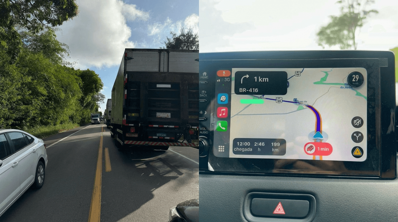 BR-416 vira rota de alívio em dia de caos nas rodovias BR-101 e BR-104