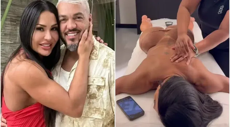 Gracyanne Barbosa exibe tatuagem íntima durante sessão de massagem
