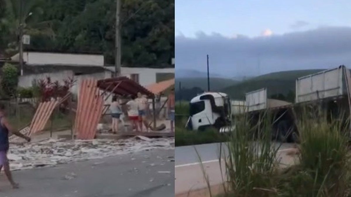 Carreta desgovernada atinge ponto de ônibus e deixa feridos na BR-101, em Messias